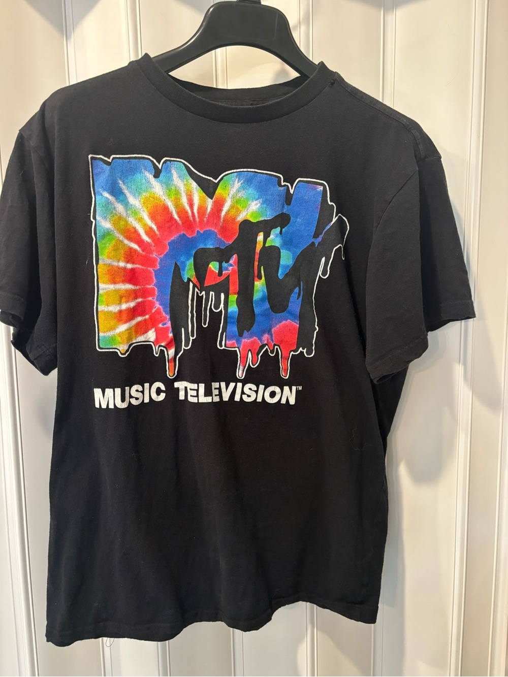 MTV Tie-Dye Logo Graphic Tee - Black Size Large